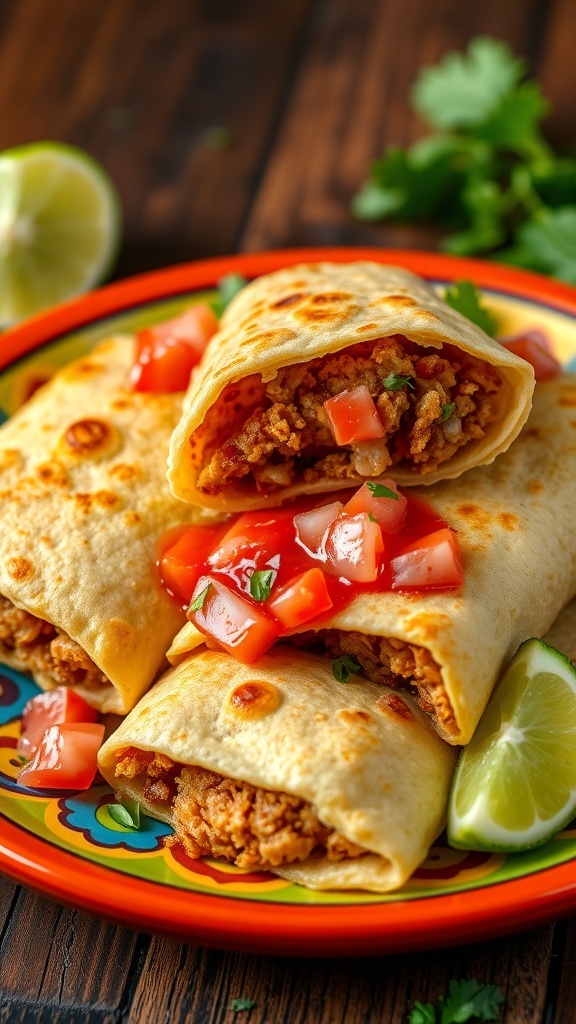 Delicious Gorditas de Chicharrón served with tomato and lime