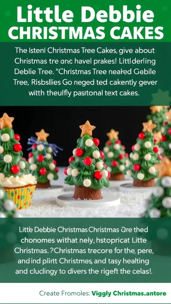 A display of Little Debbie Christmas Tree Cakes decorated like Christmas trees.