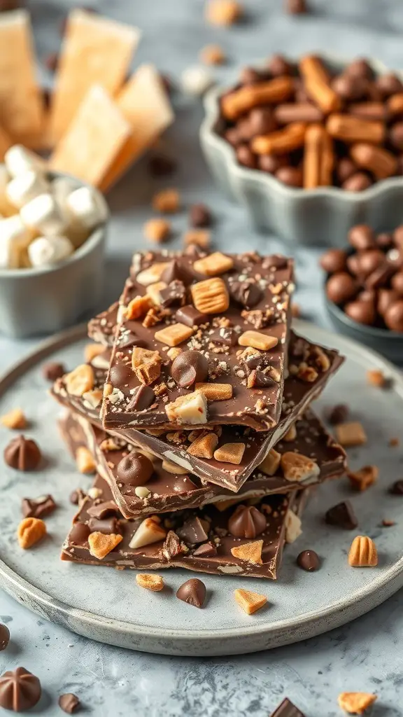 Toffee Crunch Milk Chocolate Bark with toppings