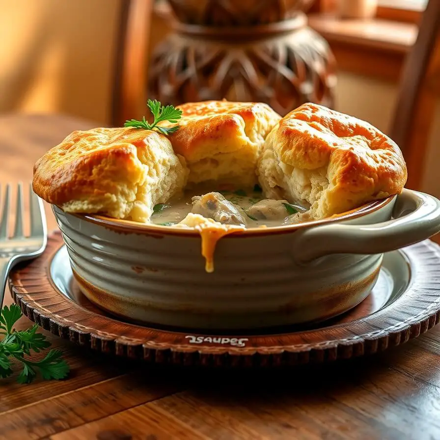 Lazy Chicken Pot Pie with Biscuits Recipe