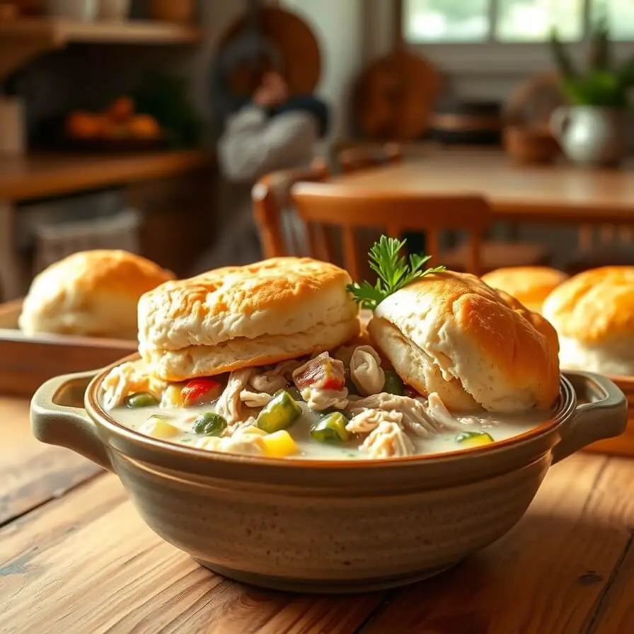 Crockpot Chicken Pot Pie with Biscuits Recipe