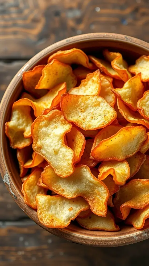 A bowl of crispy duck fat potato chips