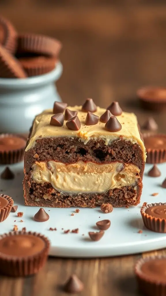 Peanut Butter Cup Bento Cake with chocolate chips and peanut butter cups
