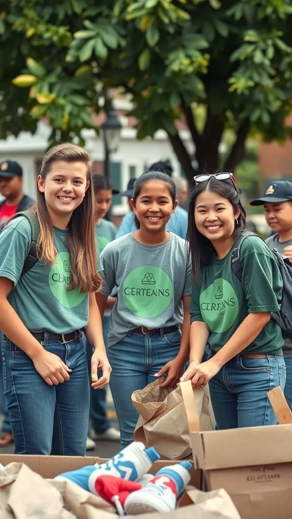 A group of young volunteers smiling while participating in a charity event.