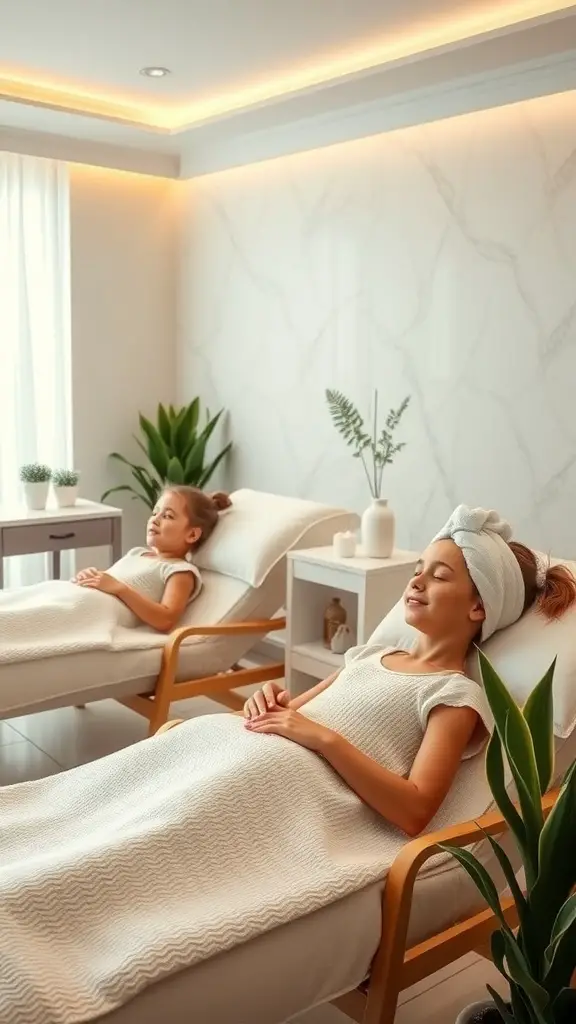 Two girls enjoying a relaxing spa day experience